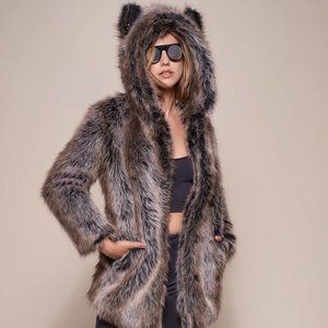 Spirithoods Faux Fur Grey Wolf Coat